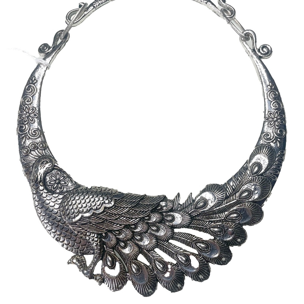 Silver Peacock Necklace